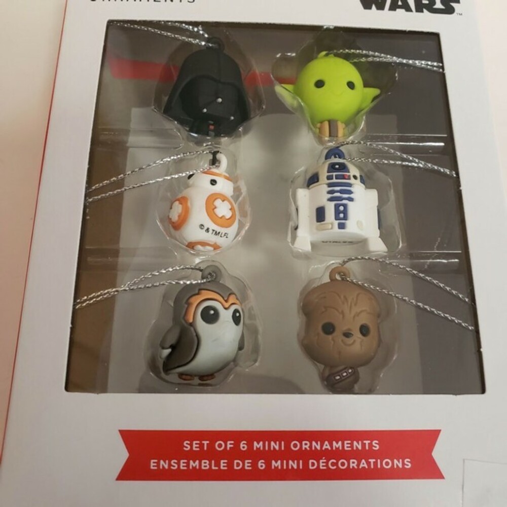 Hallmark Star Wars Set Of 6 MINI Christmas Tree Ornaments Chewbacca R2-D2 BB-8 - Picture 2 of 4
